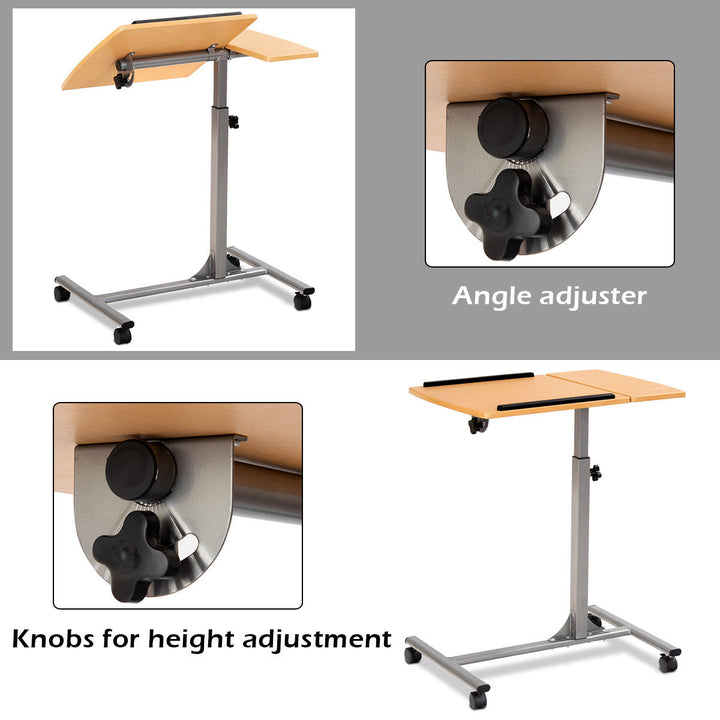 1PC Adjustable Laptop Notebook Desk Table Stand Holder Swivel Home Office Wheel Image 8