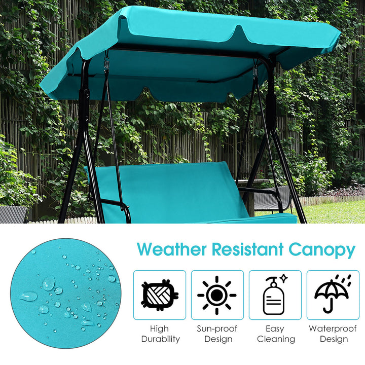 Loveseat Patio Canopy Swing Glider Hammock Cushioned Blue Image 7