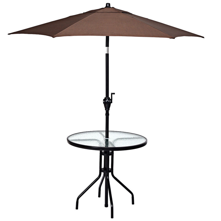 32Outdoor Patio Round Table Tempered Glass Top Image 6