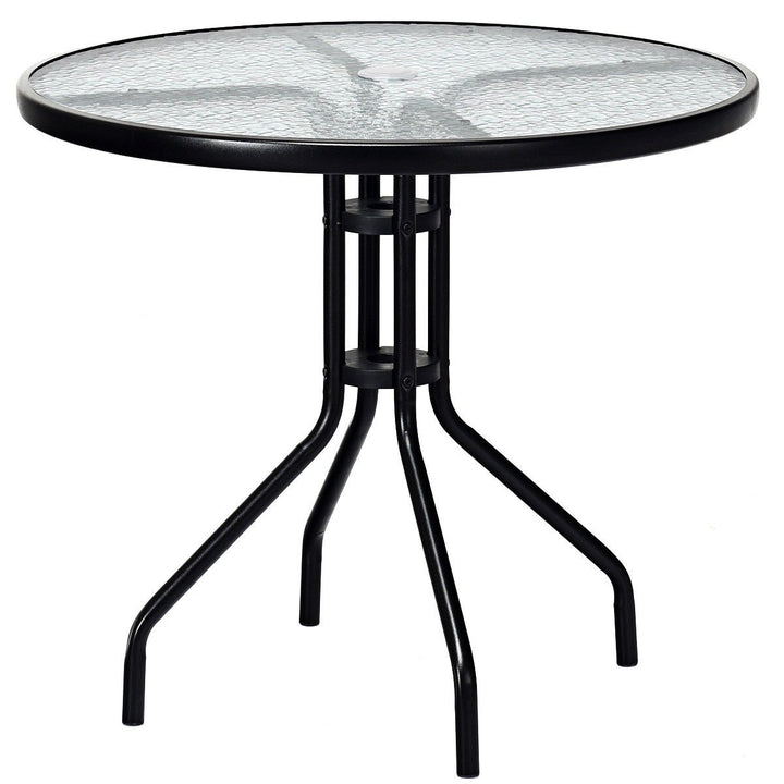 32Outdoor Patio Round Table Tempered Glass Top Image 7