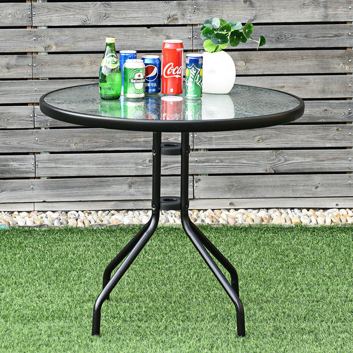 32Outdoor Patio Round Table Tempered Glass Top Image 9