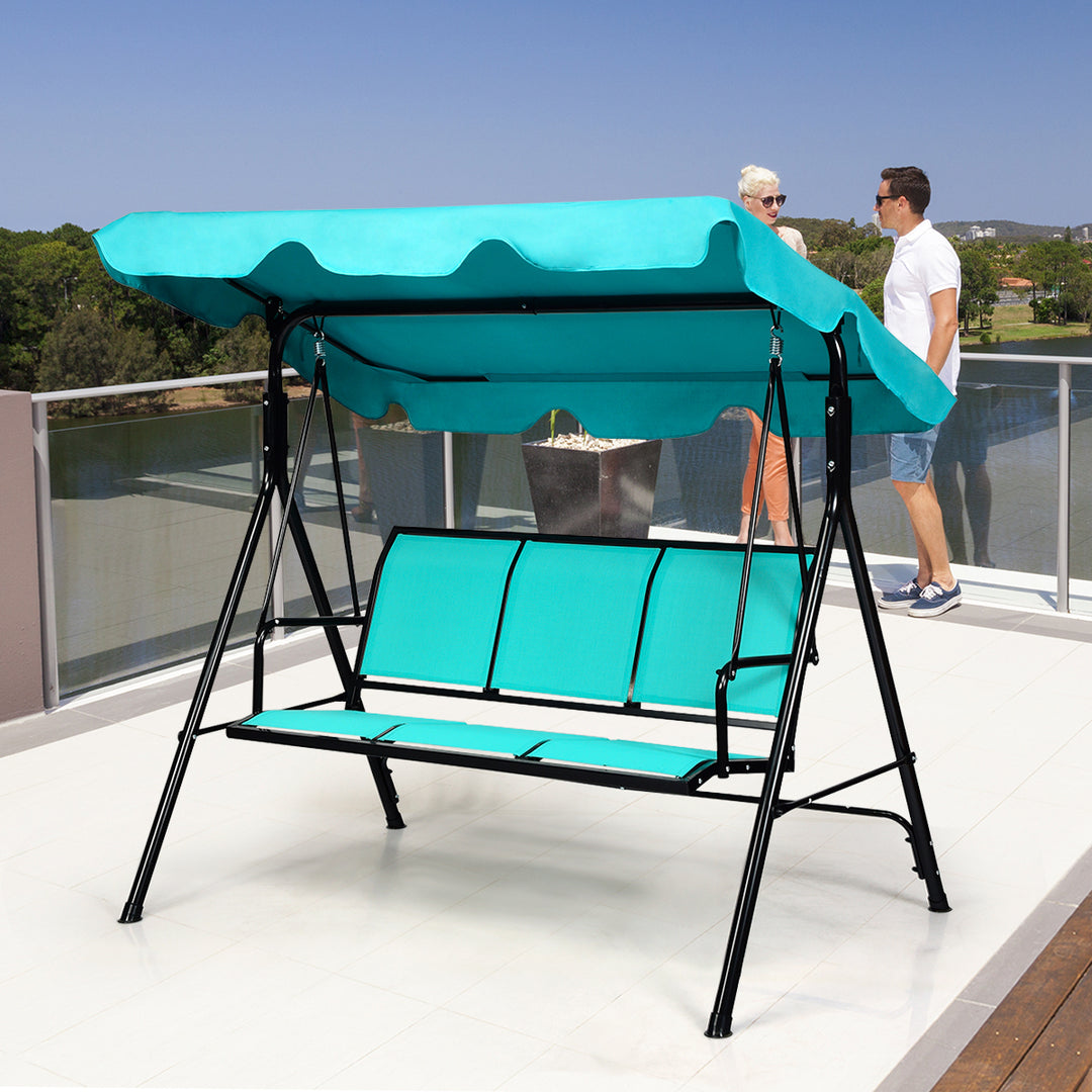 3 Person Patio Swing Canopy Yard Furniture Image 9