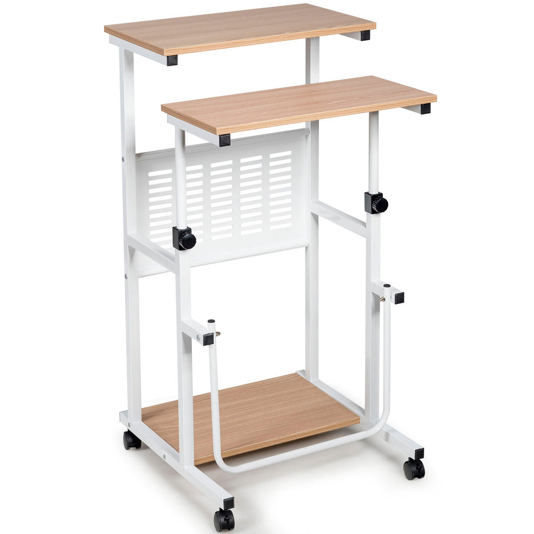 Height Adjustable Computer Standing Desk w/wheels and Footrest Image 9