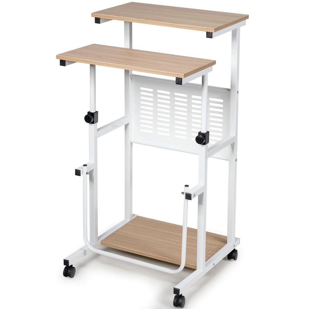 Height Adjustable Computer Standing Desk w/wheels and Footrest Image 10