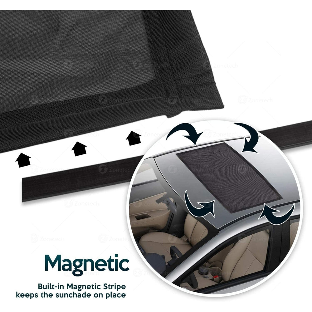 Zone Tech Sunroof Car Vehicle Black Mesh Magnetic Sun Shade Ray Shield Foldable Image 2