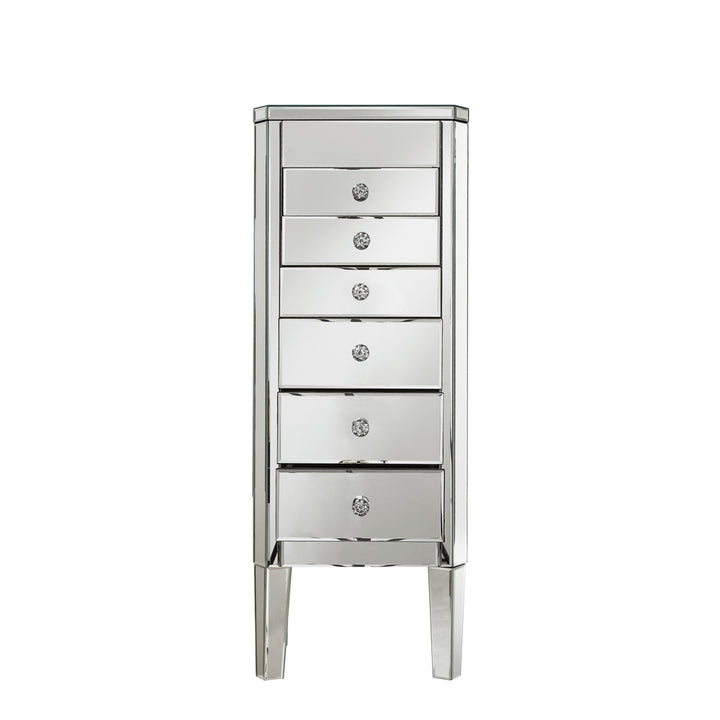 Fernando Jewelry Armoire - Mirrored 6 Drawers Lift Up Top Image 5