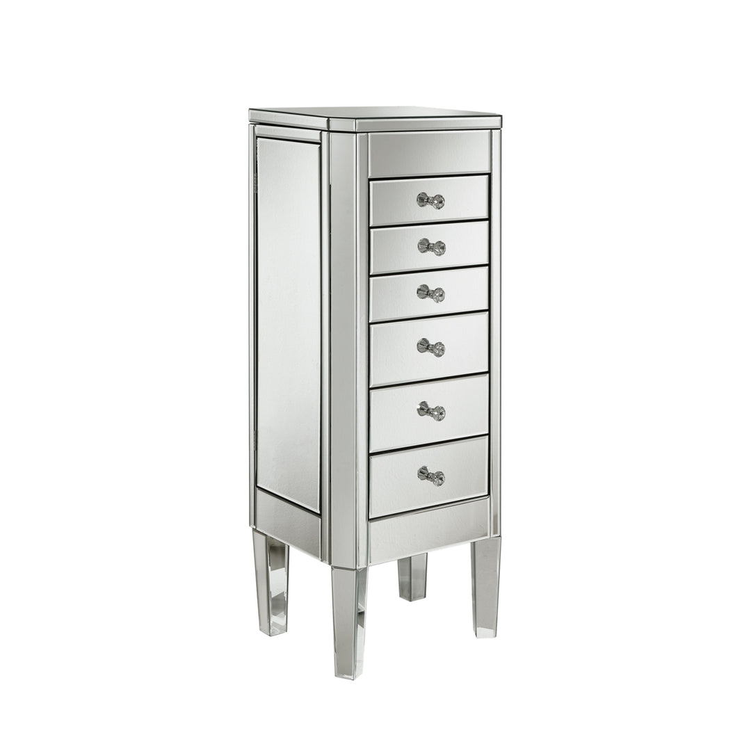 Fernando Jewelry Armoire - Mirrored 6 Drawers Lift Up Top Image 6