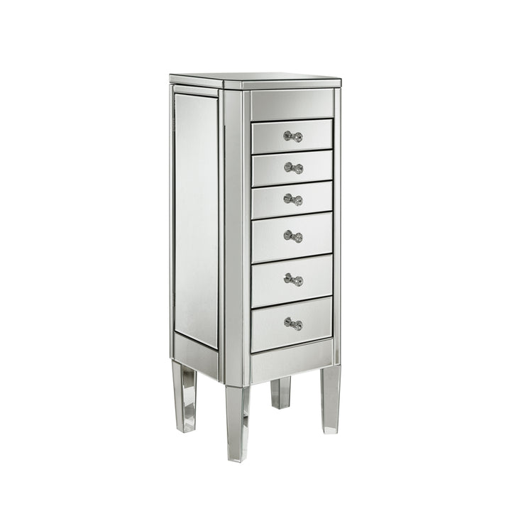 Fernando Jewelry Armoire - Mirrored 6 Drawers Lift Up Top Image 6