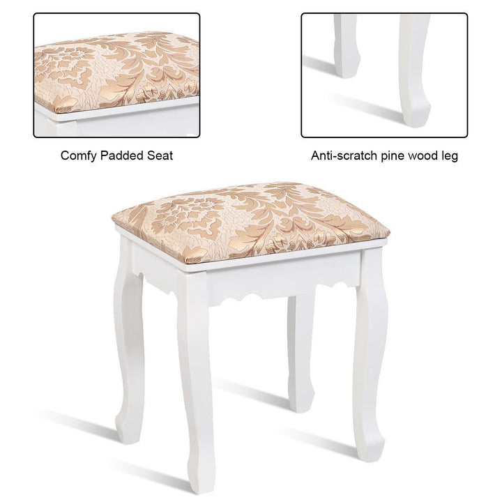 Vanity Table Jewelry Makeup Desk Bench Dresser Stool White Image 6