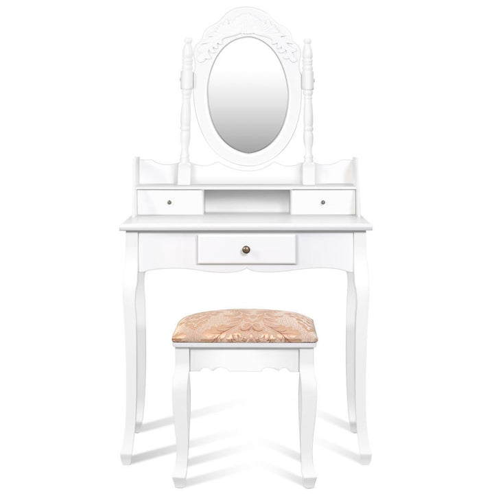 Vanity Table Jewelry Makeup Desk Bench Dresser Stool White Image 7