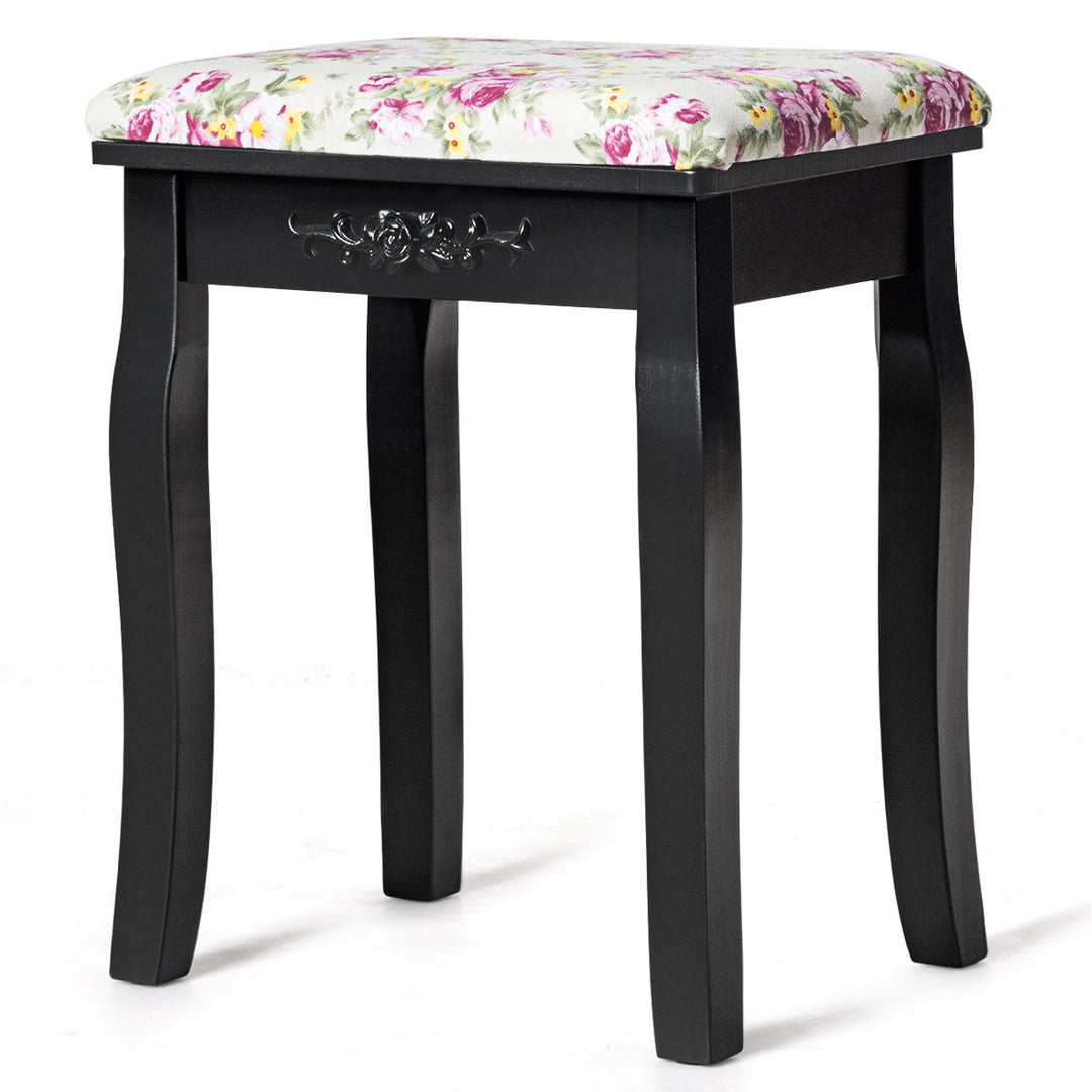 Vanity Wood Stool Padded Chair Makeup Piano Seat Black Image 4