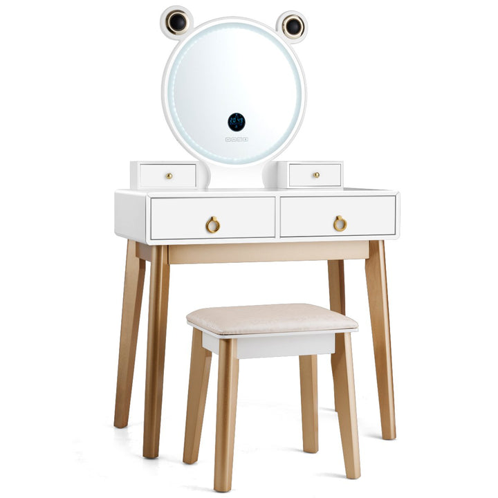 Vanity Dressing Table Set Touch Screen Dimming Mirror Image 10