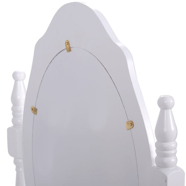 White Vanity Jewelry Makeup Dressing Table Stool 4 Drawer Image 9