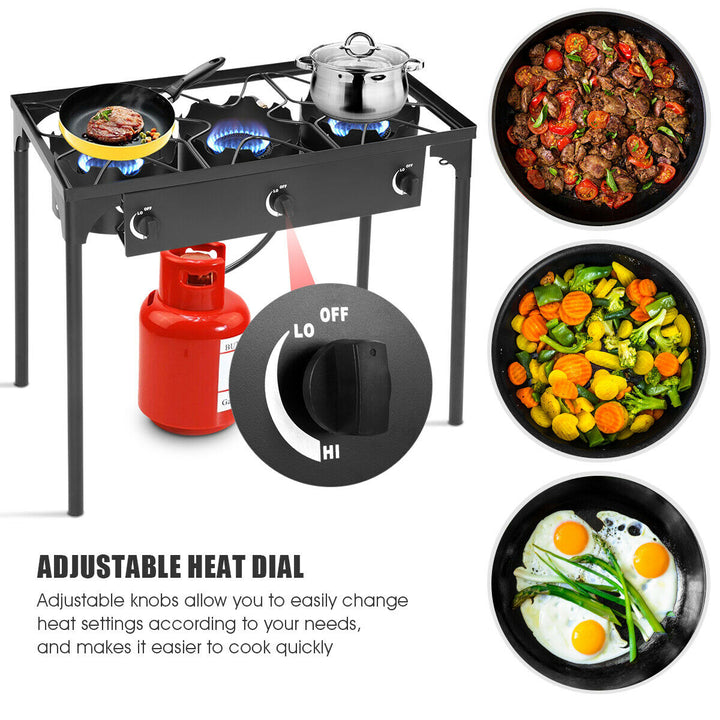 Portable Propane 225,000-BTU 3 Burner Gas Cooker Outdoor Camp Stove BBQ Image 6