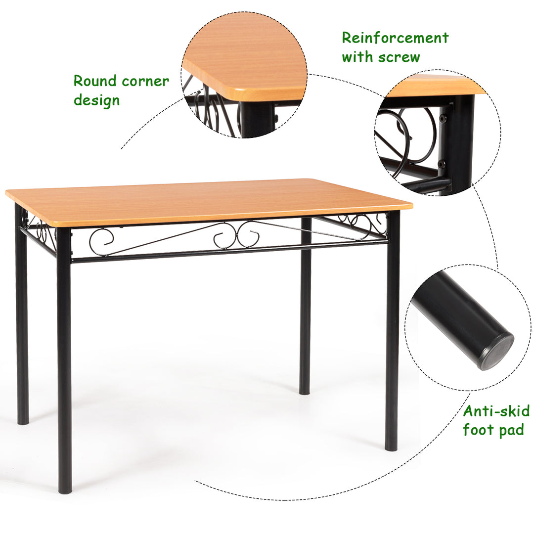 Costyway 5 PC Dining Set Wood Metal Table 30 and 4 Chairs Kitchen Breakfast Furniture Image 6