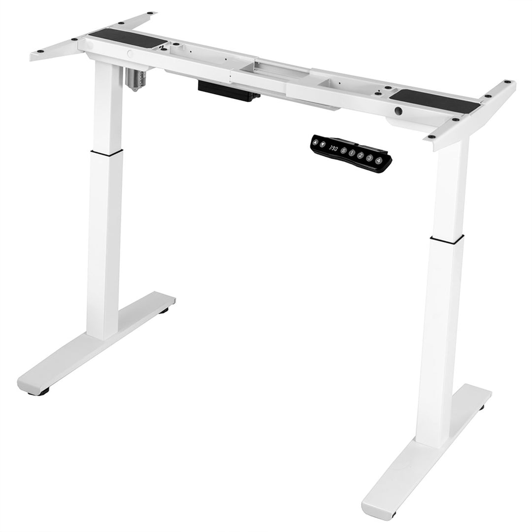 Costway Electric Stand Up Desk Frame Single Motor Height Adjustable w/ Controller White\Black Image 1