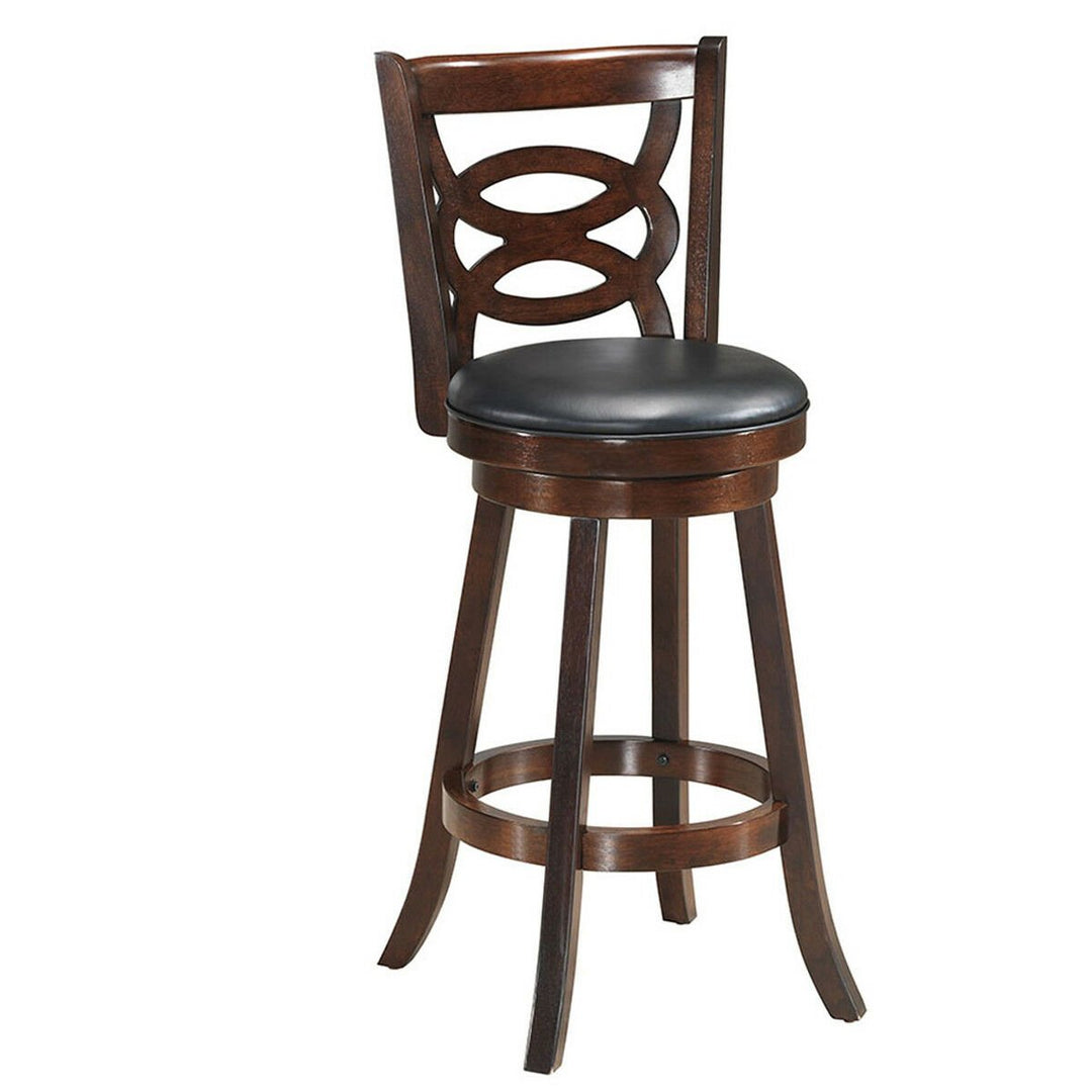 Set of 2 Bar Stools 29 Height Wooden Swivel Backed Dining Chair Home Kitchen Image 6