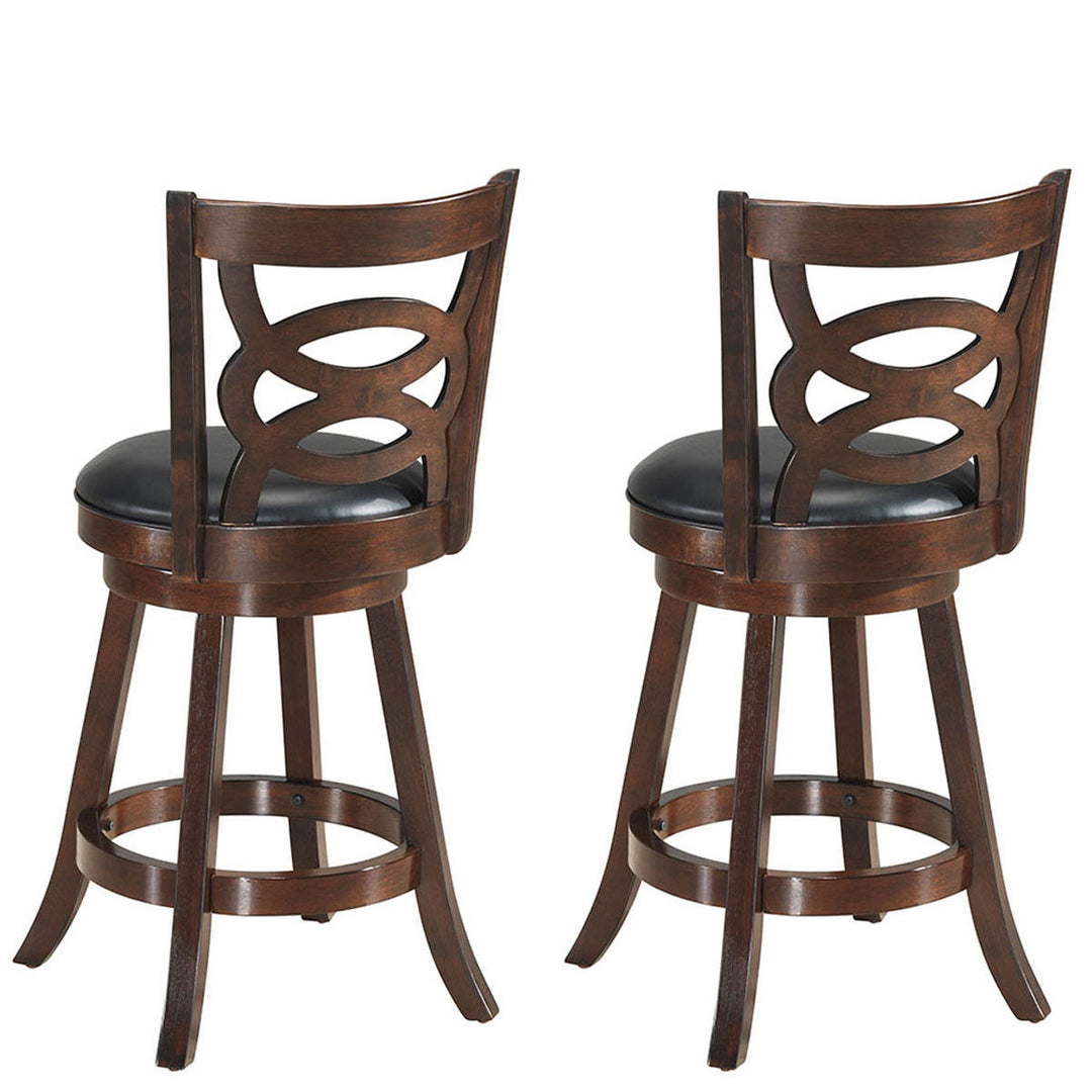 Set of 2 Bar Stools 24 Height Wooden Swivel Backed Dining Chair Home Kitchen Image 6