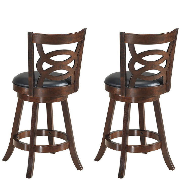 Set of 2 Bar Stools 24 Height Wooden Swivel Backed Dining Chair Home Kitchen Image 6