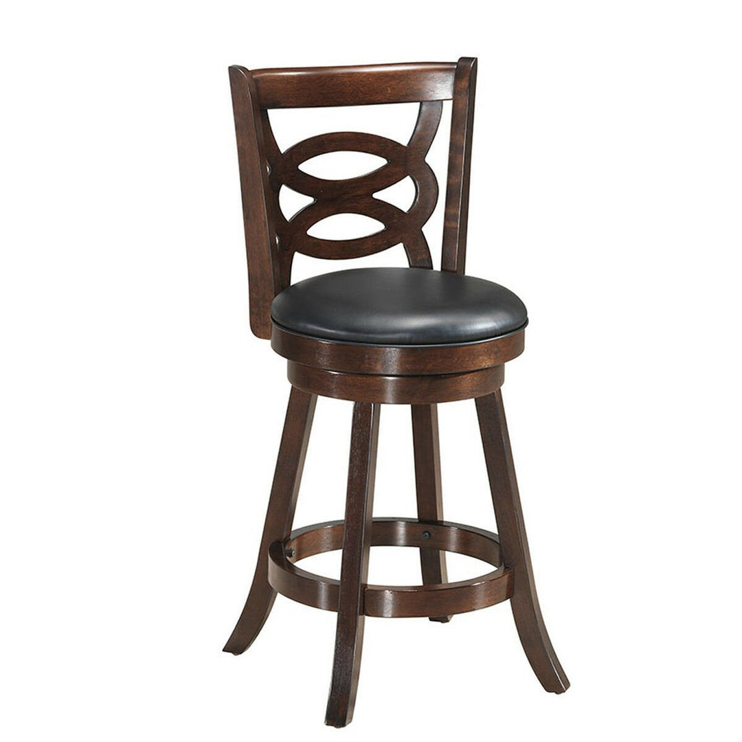 Set of 2 Bar Stools 24 Height Wooden Swivel Backed Dining Chair Home Kitchen Image 7