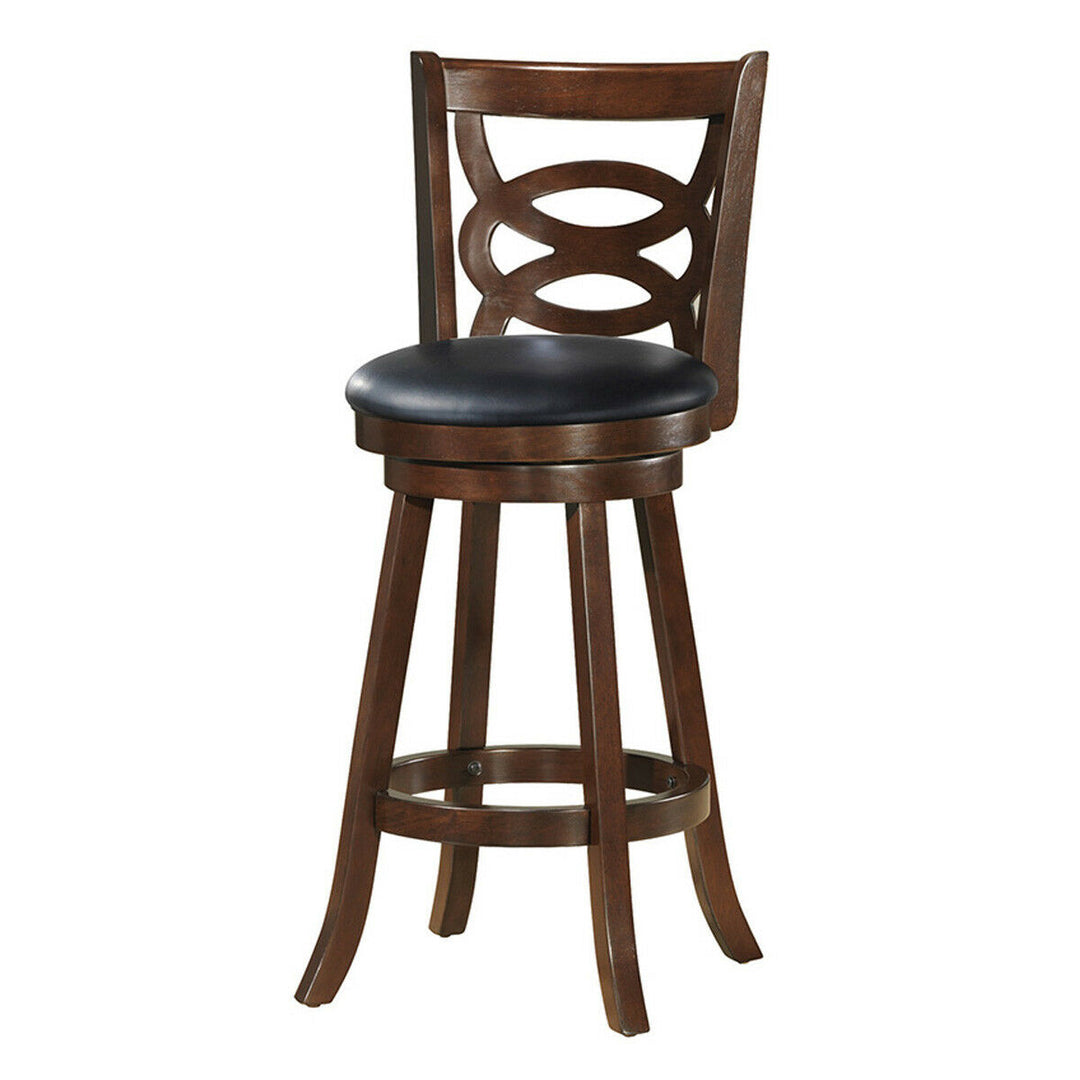 Set of 2 Bar Stools 29 Height Wooden Swivel Backed Dining Chair Home Kitchen Image 7