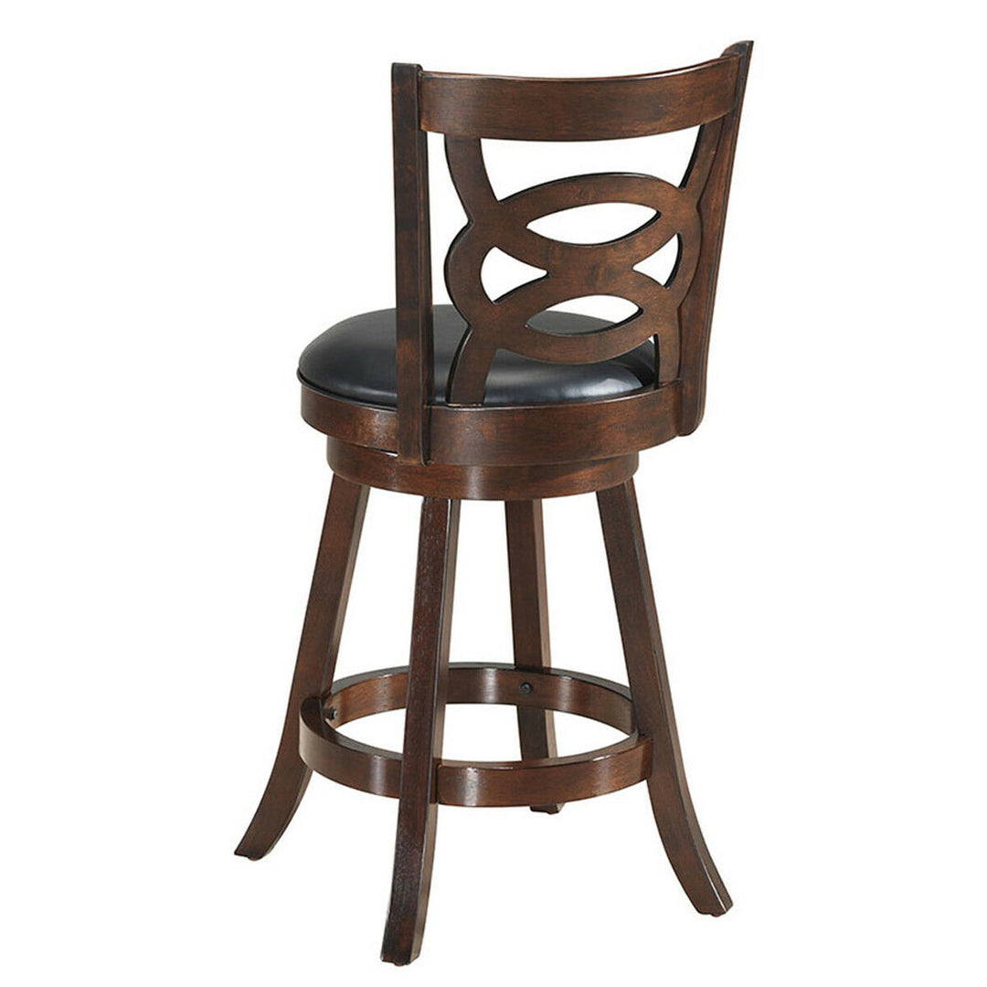 Set of 2 Bar Stools 24 Height Wooden Swivel Backed Dining Chair Home Kitchen Image 8