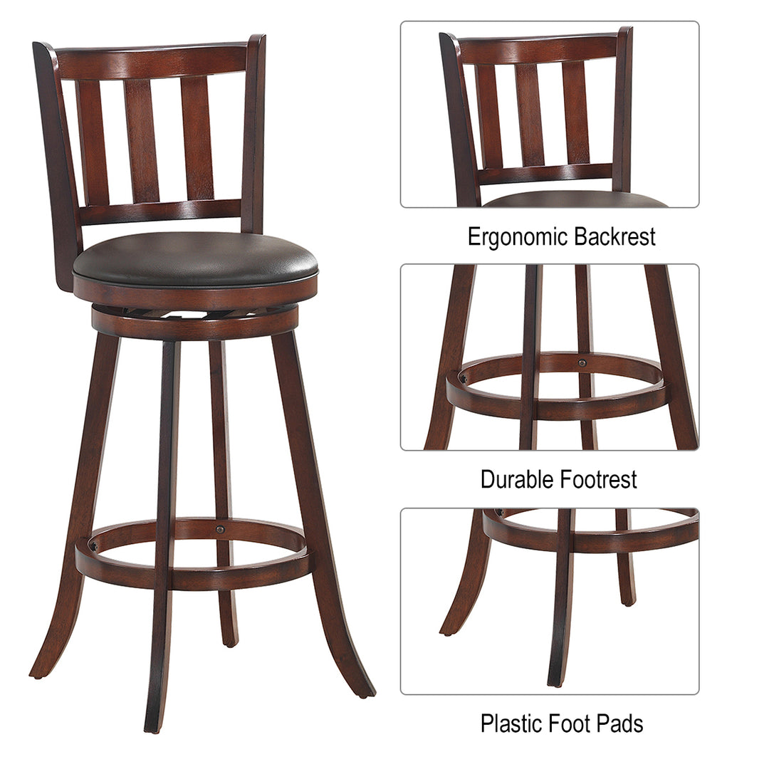 Set of 4 29.5 Swivel Bar Stool Leather Padded Dining Kitchen Pub Bistro Chair Low Back Image 6