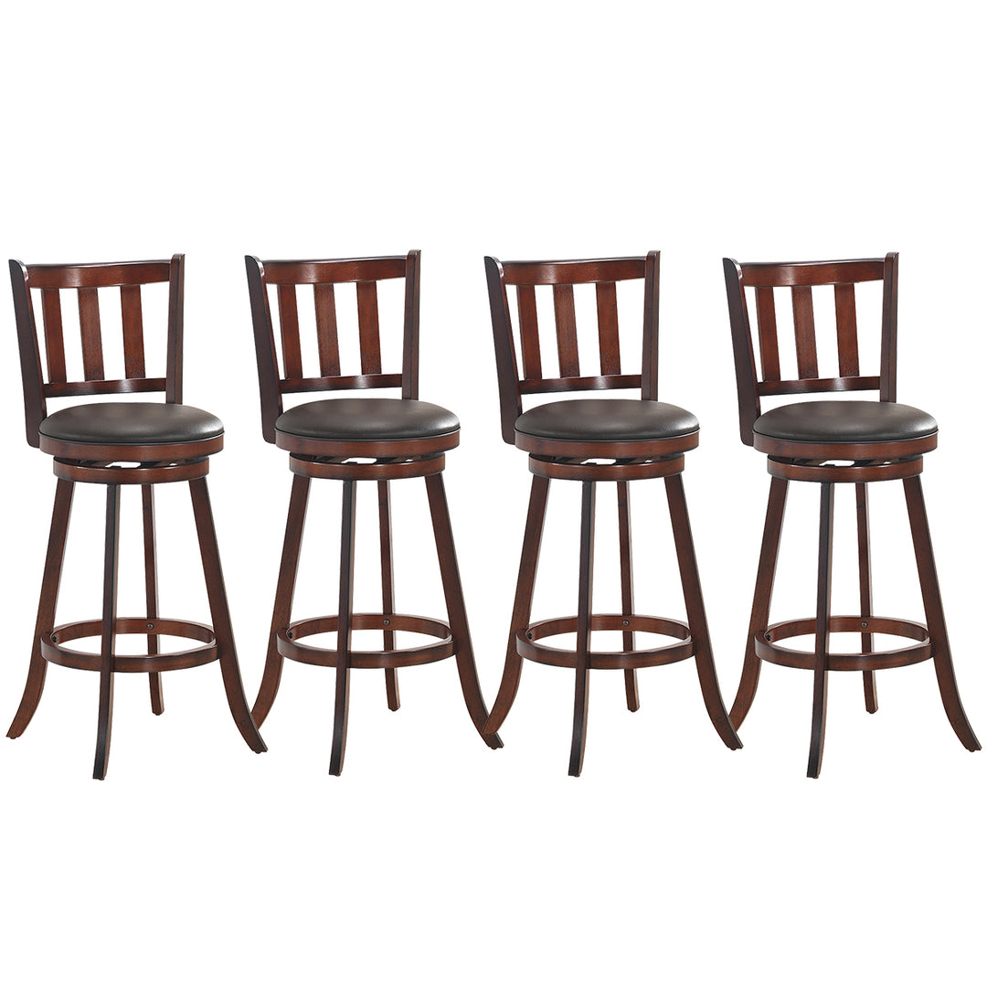 Set of 4 29.5 Swivel Bar Stool Leather Padded Dining Kitchen Pub Bistro Chair Low Back Image 7