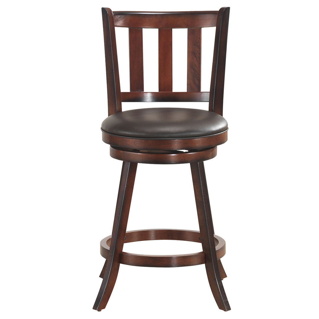 Set of 2 25 Swivel Bar stool Leather Padded Dining Kitchen Pub Bistro Chair High Back Image 10