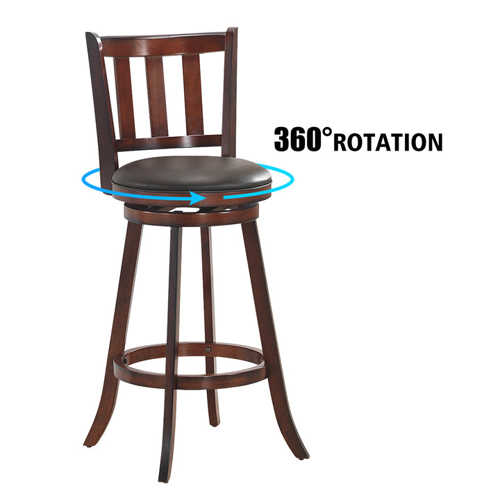 Set of 2 29.5 Swivel Bar stool Leather Padded Dining Kitchen Pub Bistro Chair High Back Image 6