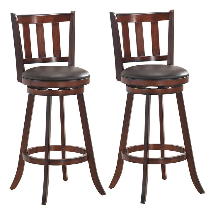 Set of 2 29.5 Swivel Bar stool Leather Padded Dining Kitchen Pub Bistro Chair High Back Image 8