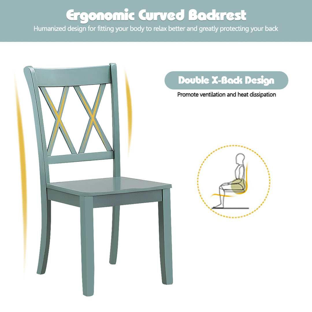 Set of 2 Wood Dining Chair Cross Back Dining Room Side Chair Mint Green Home Kitchen Image 6