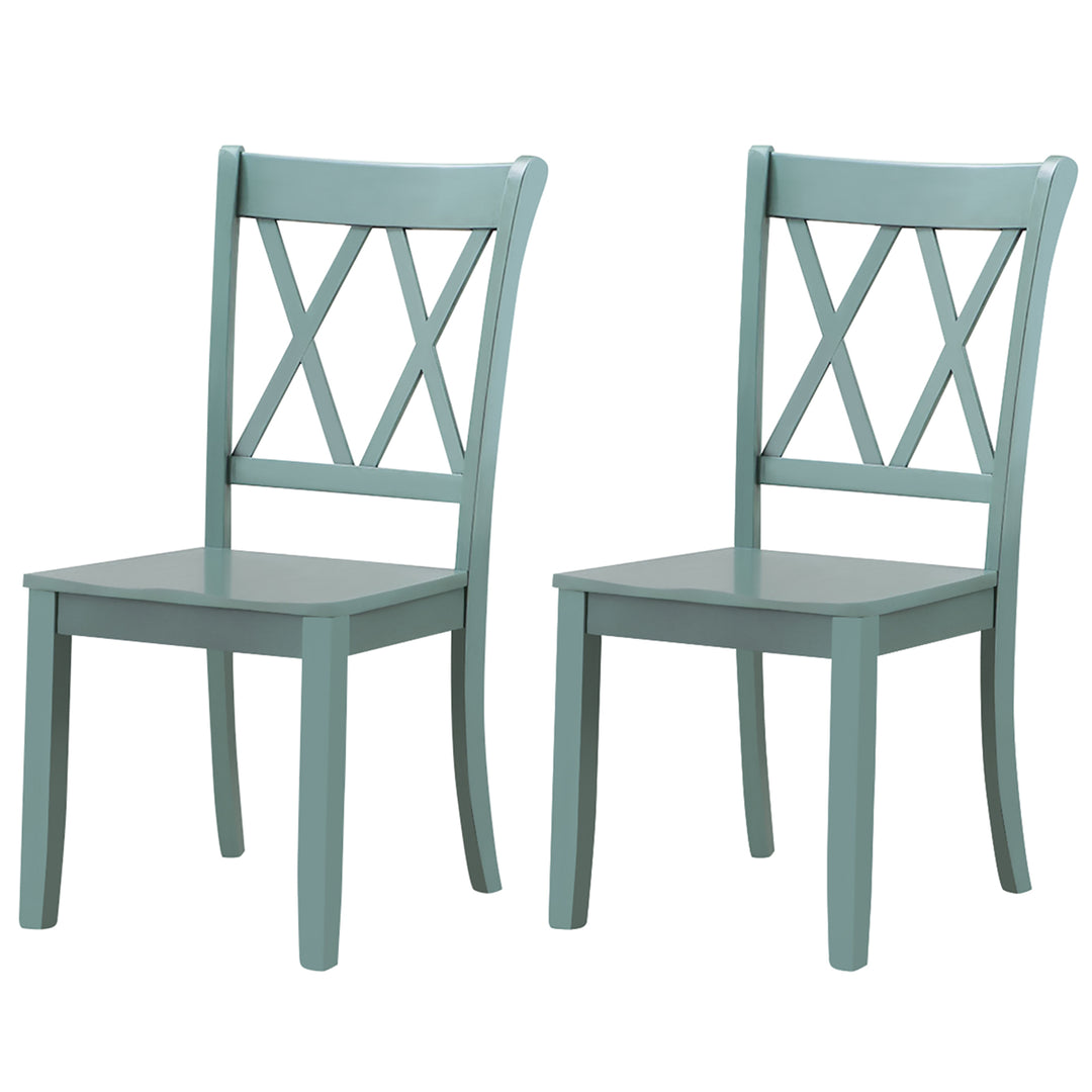 Set of 2 Wood Dining Chair Cross Back Dining Room Side Chair Mint Green Home Kitchen Image 9