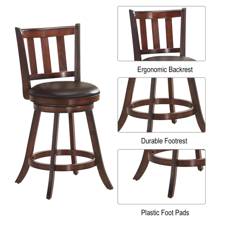 Set of 4 25 Swivel Bar stool Leather Padded Dining Kitchen Pub Bistro Chair Image 6