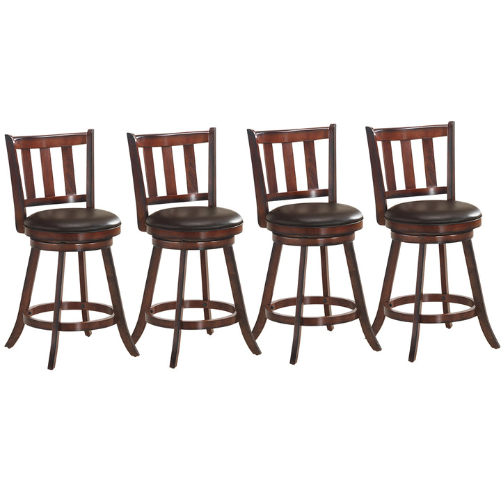 Set of 4 25 Swivel Bar stool Leather Padded Dining Kitchen Pub Bistro Chair Image 7