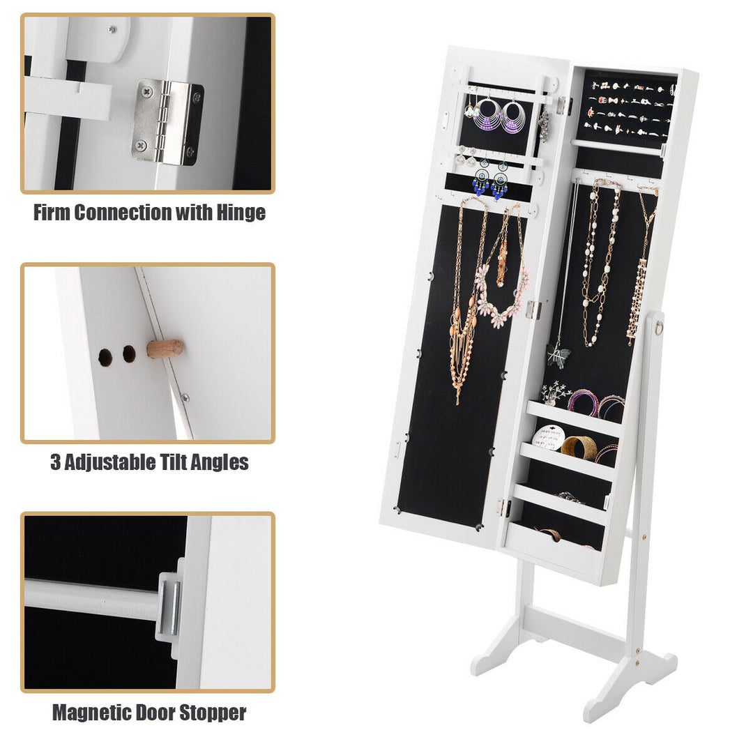 Mirrored Jewelry Cabinet Mirror Organizer Storage Ring Stand Image 8