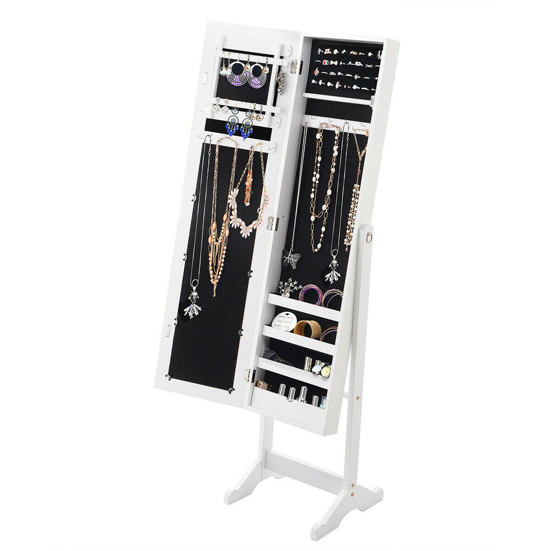 Mirrored Jewelry Cabinet Mirror Organizer Storage Ring Stand Image 9