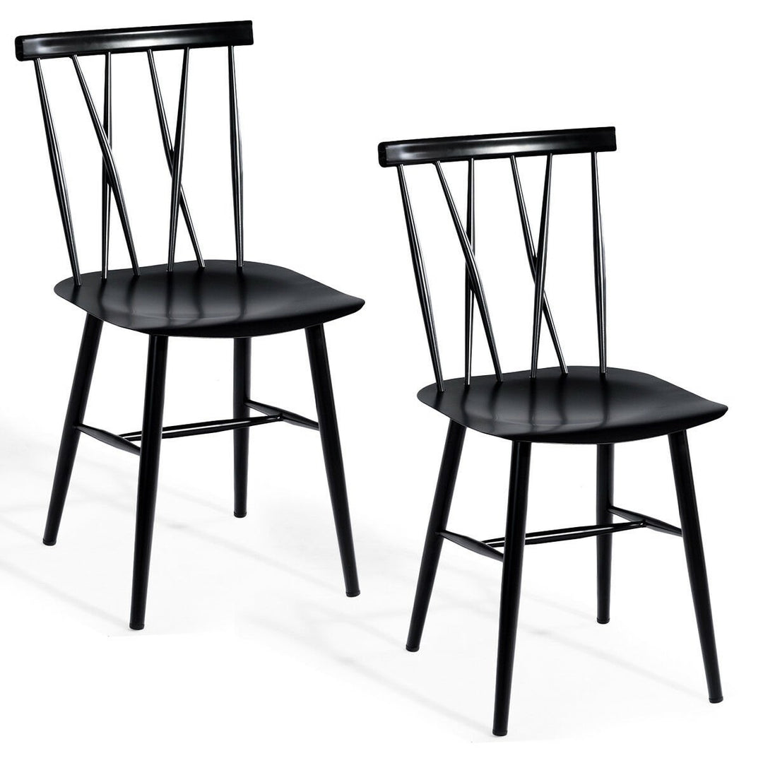 Set of 2 Dining Side Chairs Chairs Armless Cross Back Kitchen Bistro Caf Image 6