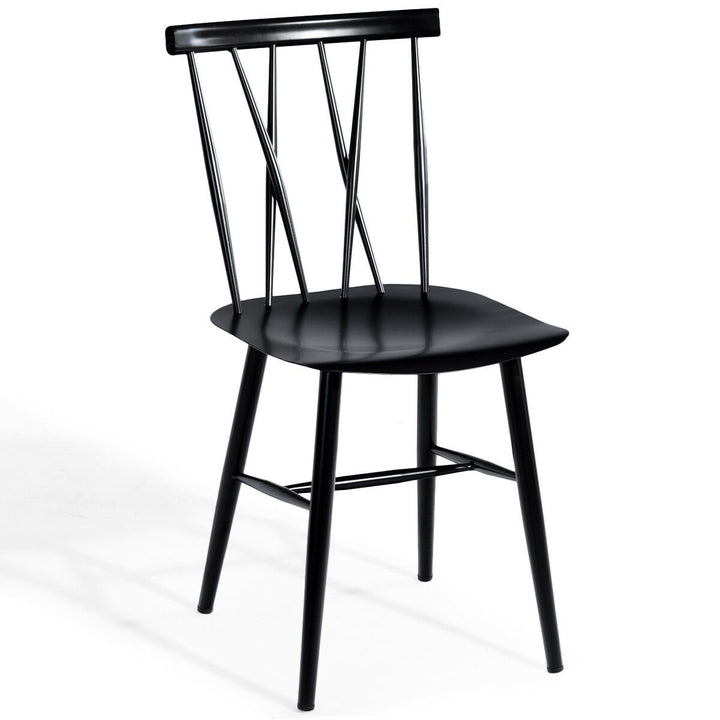 Set of 2 Dining Side Chairs Chairs Armless Cross Back Kitchen Bistro Caf Image 9