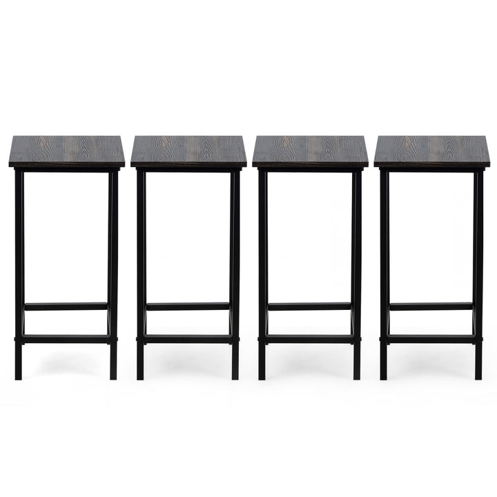 Set of 4 Bar Stools 24 Counter Height Backless Dining Stools Wood Image 10