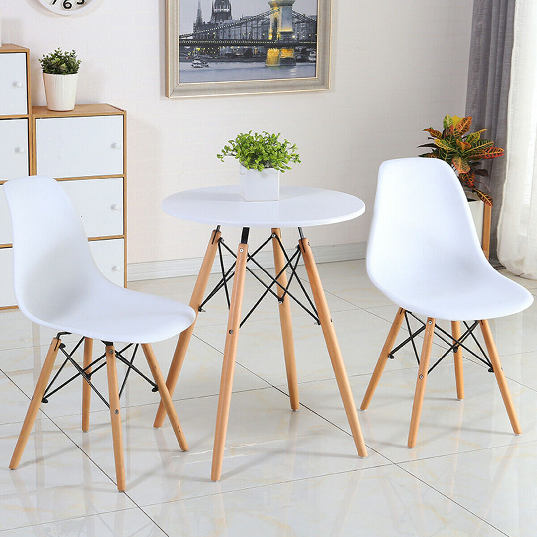 Set of 2 Mid Century Modern Style Dining Side Chair Wood Leg White Image 6