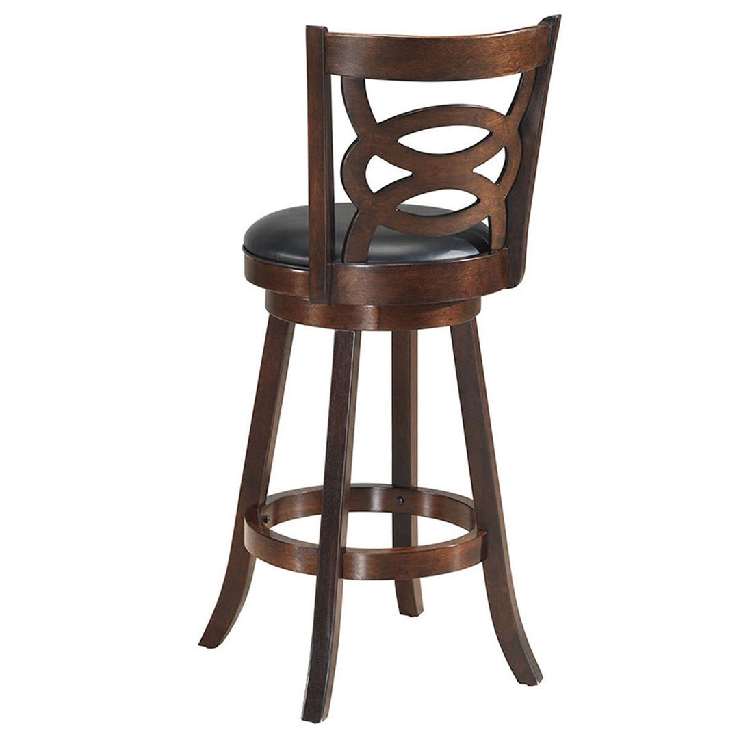 Swivel Stool 29 Bar Height Upholstered Seat Rubber Wood Dining Chair Home Kitchen Espresso Image 7