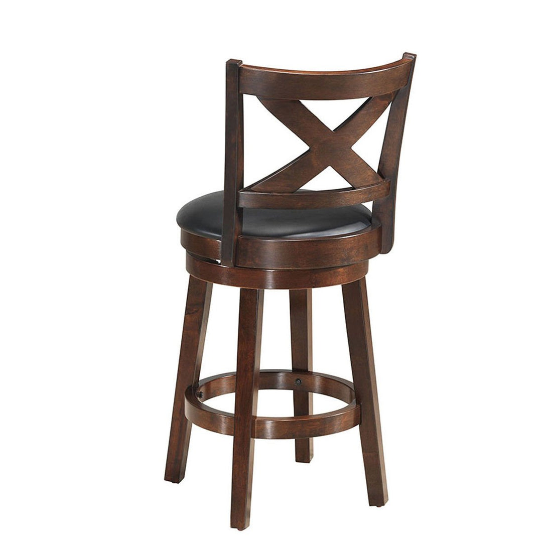 Swivel Stool 24 Counter Height X-Back Upholstered Dining Chair Kitchen Espresso Image 6