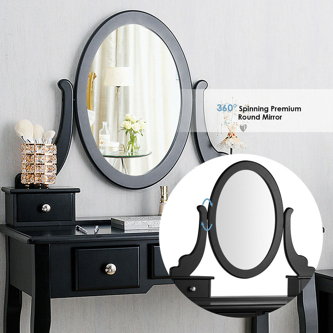 Costway Vanity Table Dressing Table 5 Make Up Table Stool WhiteBlack Image 6