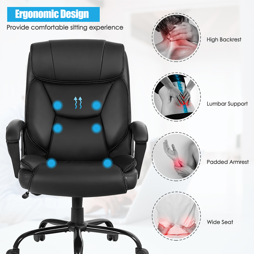 Big and Tall 500lb Massage Office Chair E xecutive PU Leather Computer Desk Chair Image 9