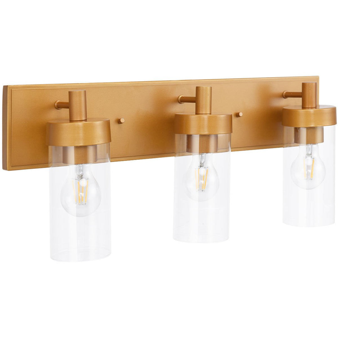 3-Light Vanity Lamp Gold Finish Clear Glass Shade Bathroom Fixture UL Listed Image 6