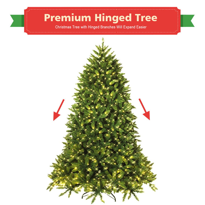 6ft Pre-lit PVC Christmas Fir Tree Hinged 8 Flash Modes w/ 650 LED Light Image 6