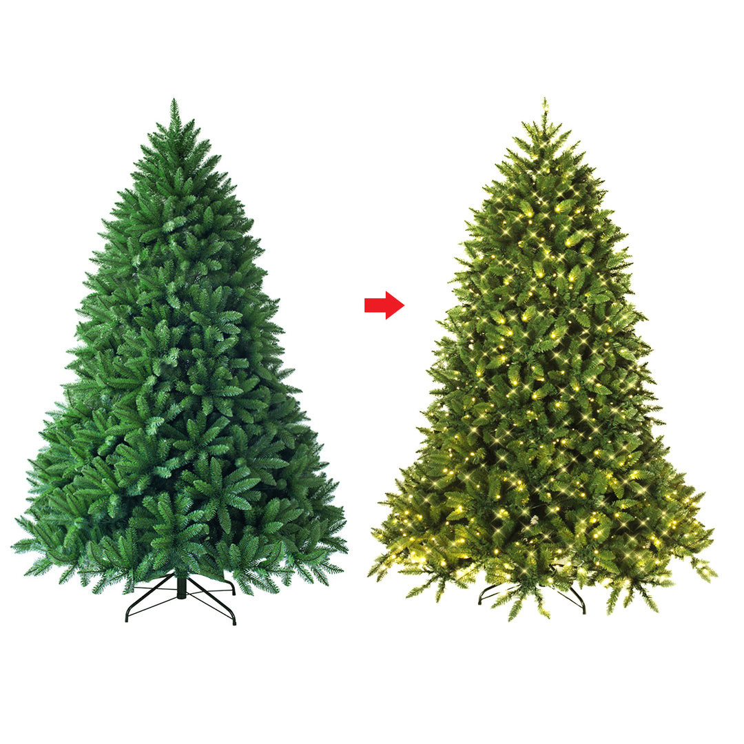 6ft Pre-lit PVC Christmas Fir Tree Hinged 8 Flash Modes w/ 650 LED Light Image 10