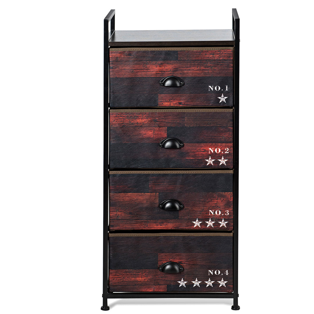 4 Drawer Fabric Dresser Storage Tower Nightstand Sturdy Steel Frame Closet Image 10