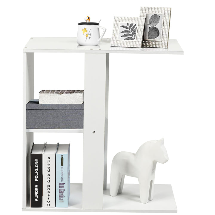 3-tier Side Table W/Storage Shelf Space-saving Nightstand White Image 10